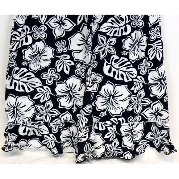 NEW Y2K Limited Too Black Hawaiian Floral Summer Dress Shirred Beach Swim Cover - Picture 3 of 6